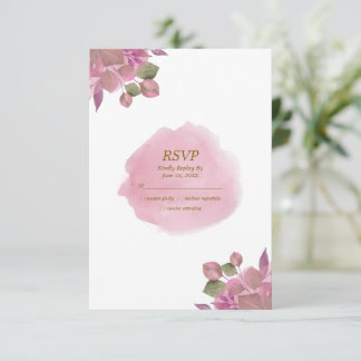 Elegant Dusty Pink Floral Wedding RSVP Card