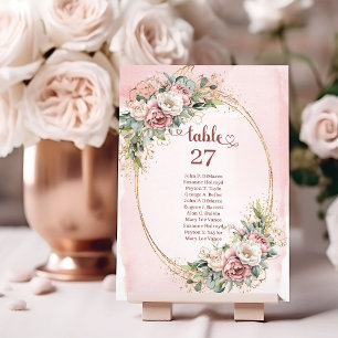 Elegant Dusty Pink Flowers Eucalyptus Table Number