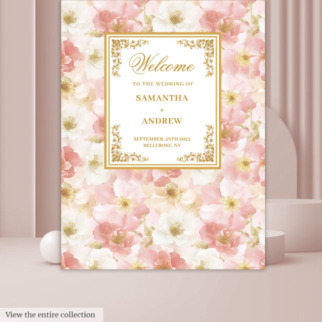 Elegant dusty pink ivory floral wedding backdrop tapestry (Elegant dusty pink ivory floral wedding backdrop)