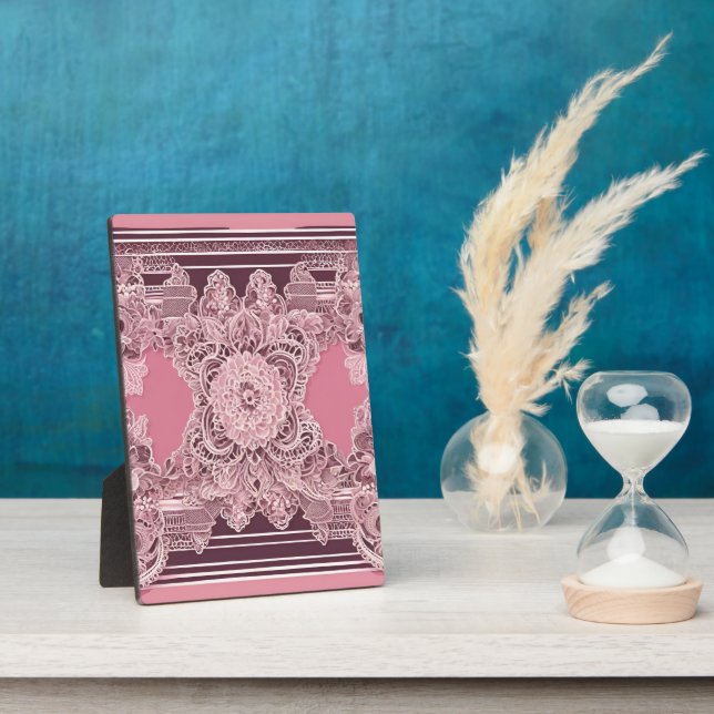 Elegant Dusty Pink Lace Keepsake Plaque Wedding  (Side)