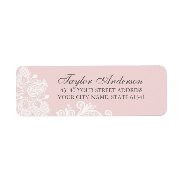Elegant Dusty Pink Lace Return Address Label (Front)