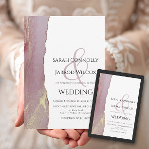 Elegant Dusty Pink Mauve Lilac Wedding Invitation