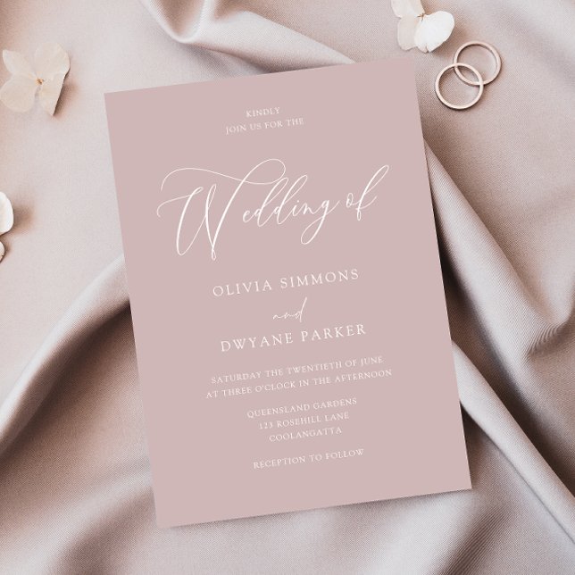 Elegant Dusty Pink Modern Wedding Invitation (Creator Uploaded)