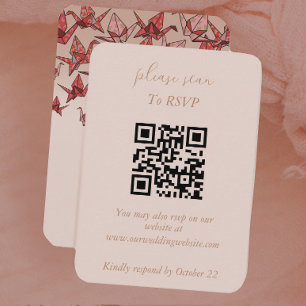 Elegant Dusty Pink Paper Crane Wedding Enclosure Card