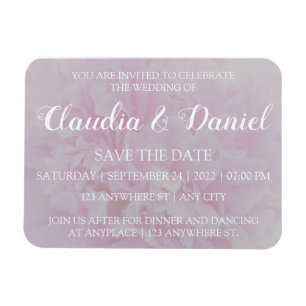 Elegant dusty pink peony floral wedding invitation magnet