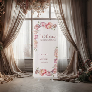 Elegant Dusty Pink Peony Flower Custom  Retractable Banner