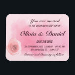 Elegant dusty pink rose floral wedding magnet<br><div class="desc">Elegant dusty pink rose floral wedding invitation magnet,  perfect for a romantic wedding. You can edit text,  colour or background.</div>