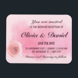 Elegant dusty pink rose floral wedding magnet<br><div class="desc">Elegant dusty pink rose floral wedding invitation magnet,  perfect for a romantic wedding. You can edit text,  colour or background.</div>