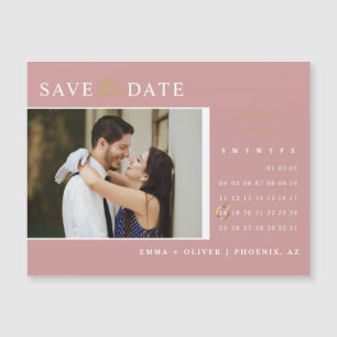 Elegant Dusty Pink Save the Date Calendar Magnet