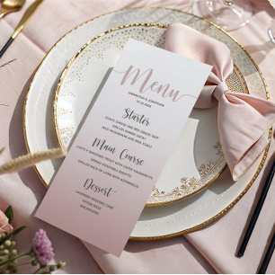 Elegant Dusty Pink Simple Wedding Dinner Menu
