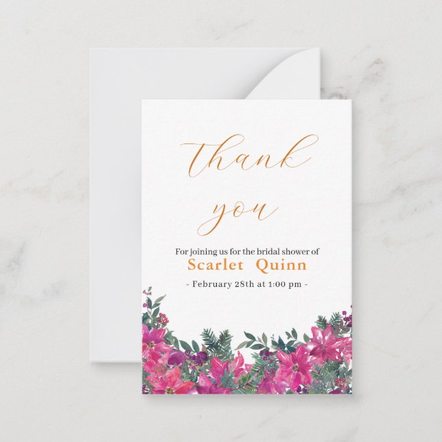 Elegant dusty pink watercolor Floral bridal shower Card (Front)