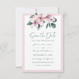 Elegant Dusty Pink Watercolor Floral Eucalyptus Save The Date