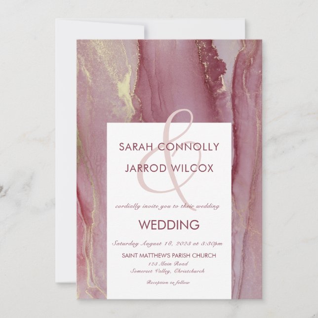 Elegant Dusty Pink Wedding Invitation (Front)