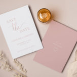 Elegant Dusty Pink Wedding Save The Date Card<br><div class="desc">This simple minimalist save-the-date card is perfect for announcing your upcoming wedding.  This card features a dusty pink-and-white design with elegant text.  Customise text on the front and back of the card with all the details of your special day.  #savethedate #ourwedding #minimalistwedding</div>