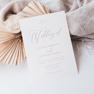 Elegant Dusty Pink & White Modern Wedding Invitation