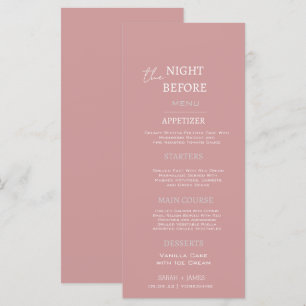 Elegant Dusty Pink White Rehearsal Dinner Wedding Menu