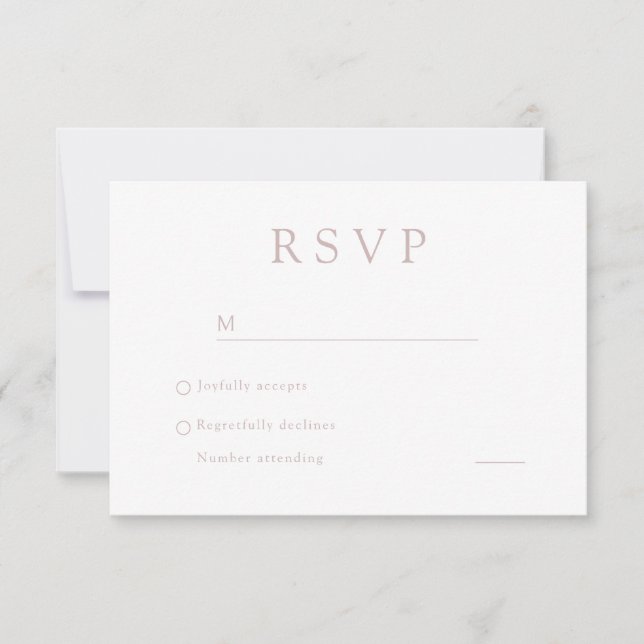 Elegant Dusty Pink & White  Wedding Digital RSVP Invitation (Front)