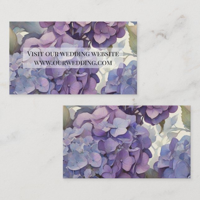 Elegant dusty purple blue watercolor hydrangeas  enclosure card (Front/Back)