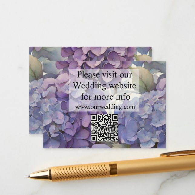 Elegant dusty purple blue watercolor hydrangeas  enclosure card (Front/Back In Situ)