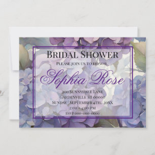 Elegant dusty purple blue watercolor hydrangeas invitation