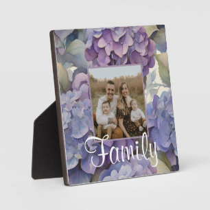 Elegant dusty purple blue watercolor hydrangeas  plaque