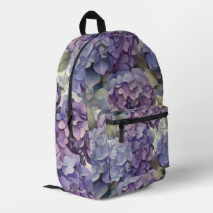Elegant dusty purple blue watercolor hydrangeas printed backpack