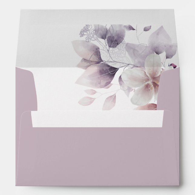 Elegant Dusty Purple Flowers  Envelope (Back (Bottom))