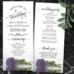Elegant Dusty Purple Heather Rose Romantic Wedding Programme<br><div class="desc">This beautiful wedding program features an elegant design with a single long stemmed dusty purple, lavender, or heather coloured rose lying on its side reflecting in water. The titles are written in fancy script calligraphy, and there is space for your ceremony and wedding party details, as well as a short...</div>