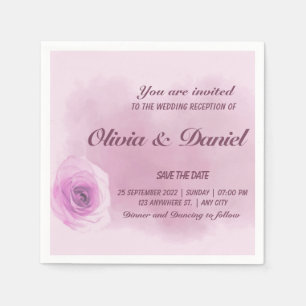Elegant dusty purple rose floral wedding party napkin