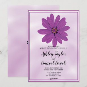 Elegant dusty purple rose framed floral Wedding In Invitation