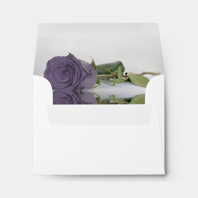 Elegant Dusty Purple Rose Inside Wedding RSVP Envelope (Back (Bottom))