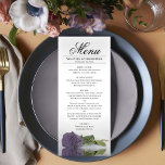 Elegant Dusty Purple Rose Reflections Wedding Menu<br><div class="desc">This beautiful menu will add some style to your wedding reception. It features a beautiful and romantic design with a single dusty purple coloured rose lying on its side reflecting in a pool of water with waves and ripples. There is space for the names of the couple and wedding date,...</div>