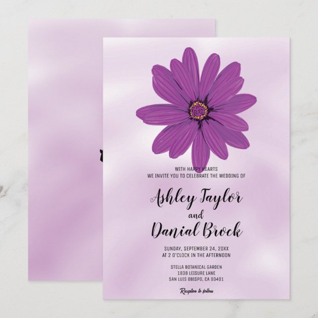 Elegant dusty purple rose romantic floral Wedding  Invitation (Front/Back)