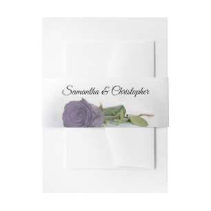 Elegant Dusty Purple Rose Simple Glam Wedding Invitation Belly Band