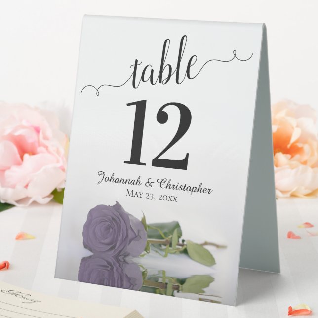 Elegant Dusty Purple Rose Wedding Table Number (In SItu (Wedding))