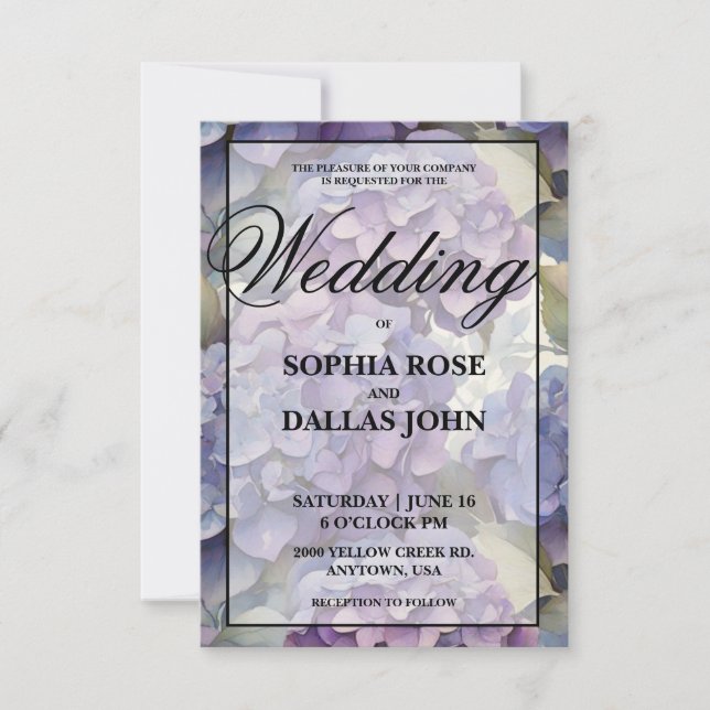 Elegant dusty purple watercolor floral Wedding Invitation (Front)