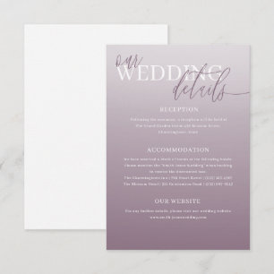 Elegant Dusty Purple Wedding Details Enclosure Card
