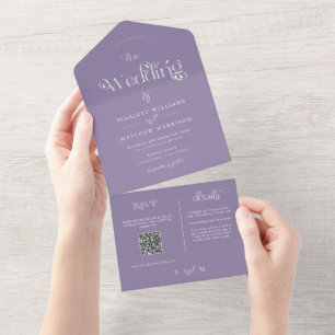 Elegant Dusty Purple Whimsical Wedding  All In One Invitation
