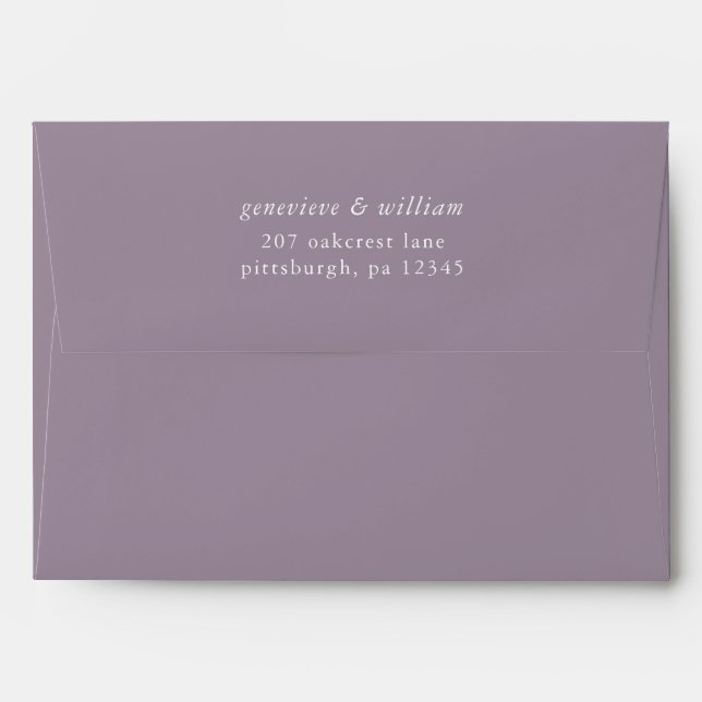 Elegant Dusty Purple with Return Address Wedding Envelope (Back (Top Flap))