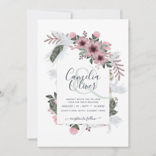 Elegant Dusty Rose Ampersand Floral Arch Wedding Invitation