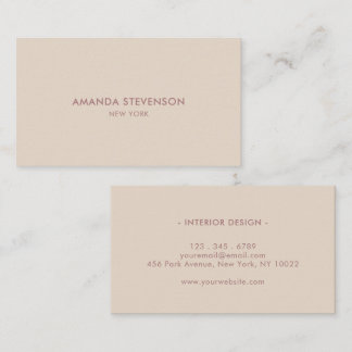 Elegant dusty rose and beige professional business card