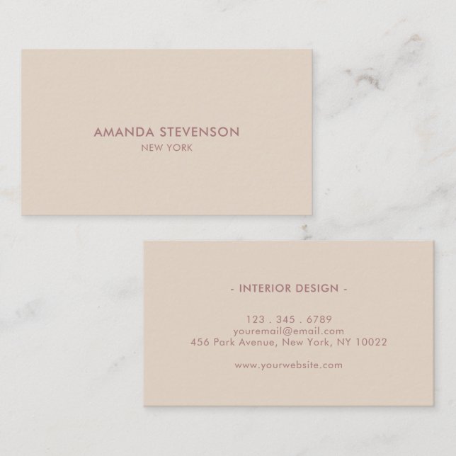 Elegant dusty rose and beige professional business card (Front/Back)