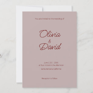 Elegant Dusty Rose and Cinnamon Rose Wedding Invitation