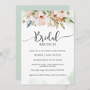 Elegant Dusty Rose and Green Floral Bridal Shower Invitation