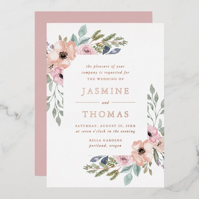 Elegant Dusty Rose and Peach Floral Wedding (Front/Back)