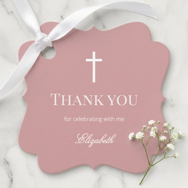 Elegant Dusty Rose Baptism  Favour Tags (Creator Uploaded)