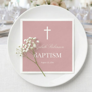 Elegant Dusty Rose Baptism Paper Napkin
