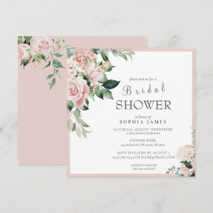 Elegant Dusty Rose Blush Peony  Bridal Shower Invi Invitation