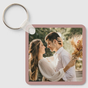 Elegant Dusty Rose Blush Photo Wedding Favour Key Ring