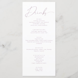 Elegant Dusty Rose Blush Pink Calligraphy Drinks Menu